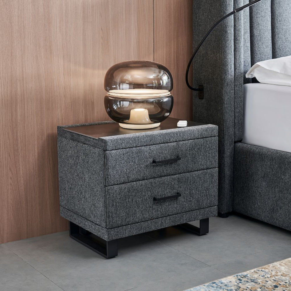 G4 Bedside Table showing the upholstered finish