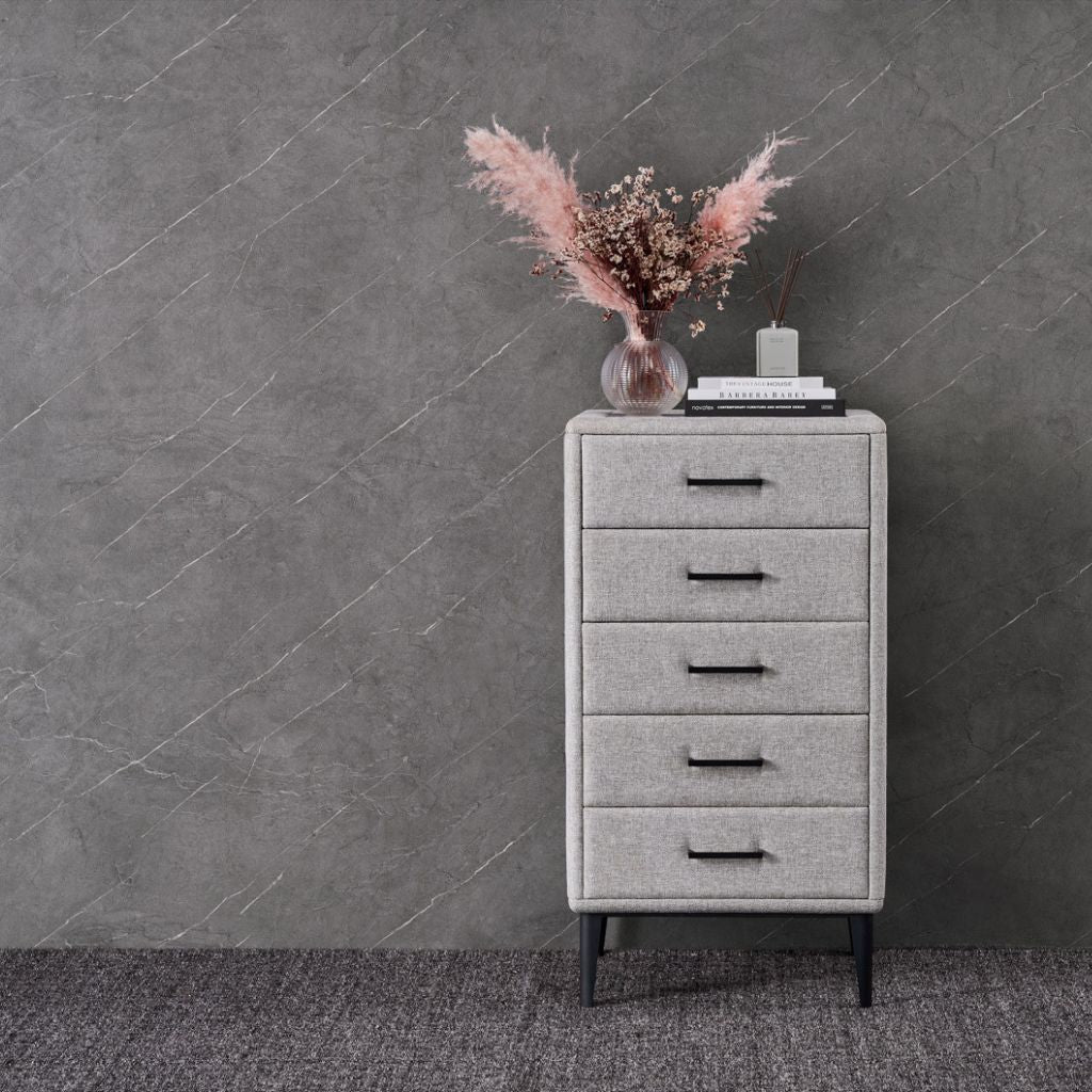 G19 low-line Tallboy upholstered in fabric