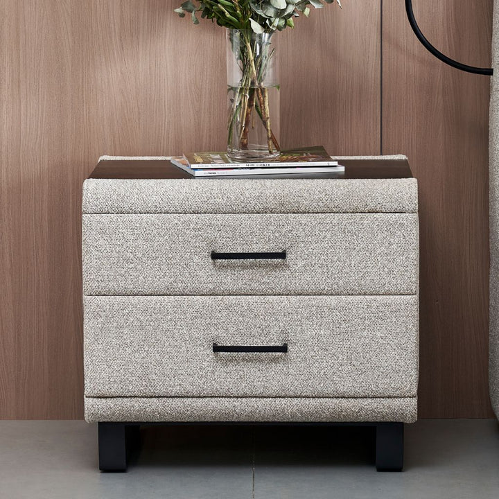 G3 Bedside Table with felt-lined drawers and satin black metalwork