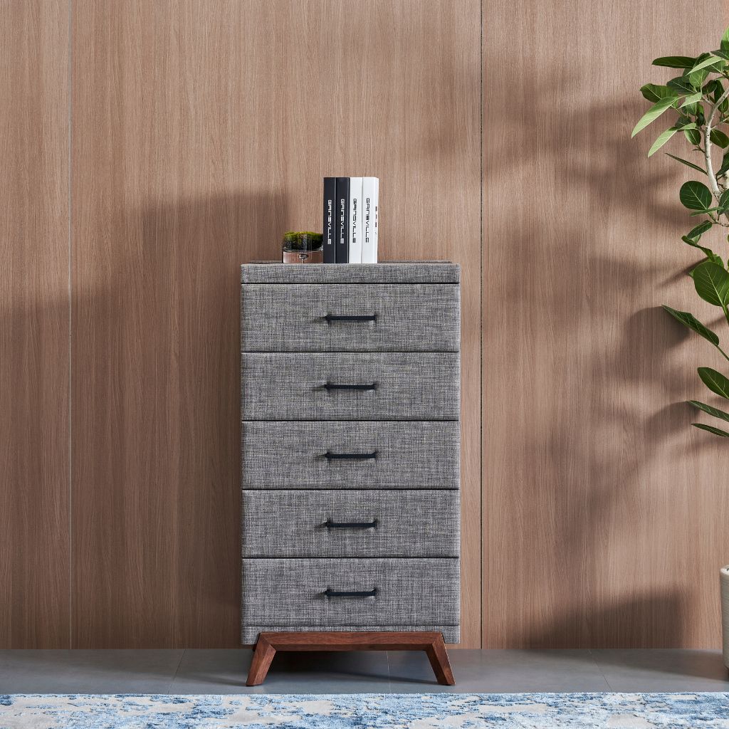 G57 Tallboy with detailed timber legs and a ceramic stone top