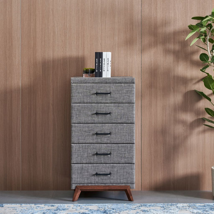 G57 Tallboy with detailed timber legs and a ceramic stone top
