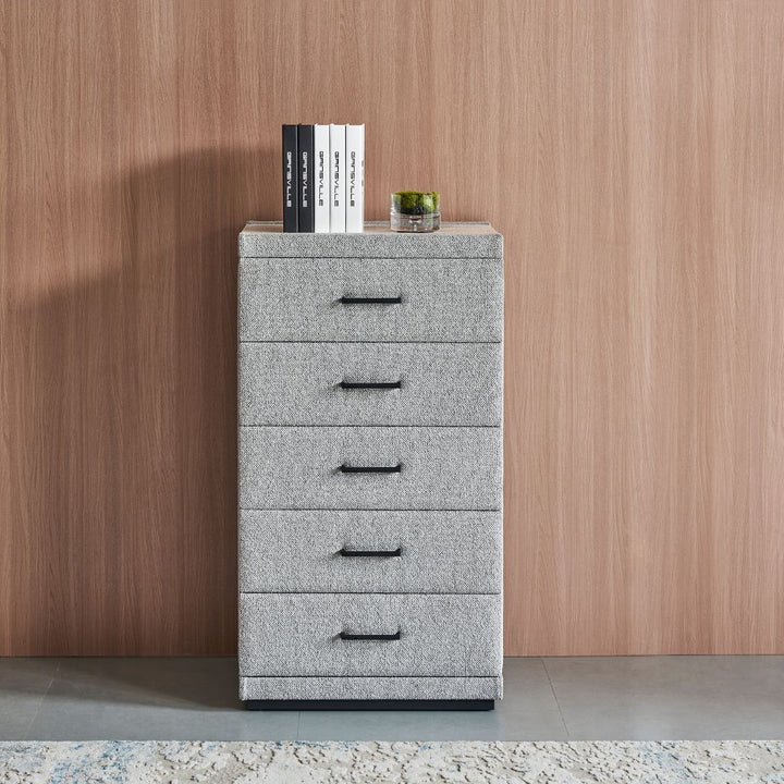 G5 Tallboy with soft-close drawers and satin black metalwork in a slim profile
