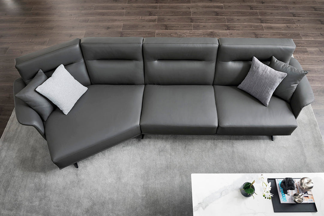 GS9012 Minimalist Modern L Shape Leather Sofa