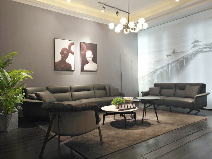 GS9012 Minimalist Modern L Shape Leather Sofa