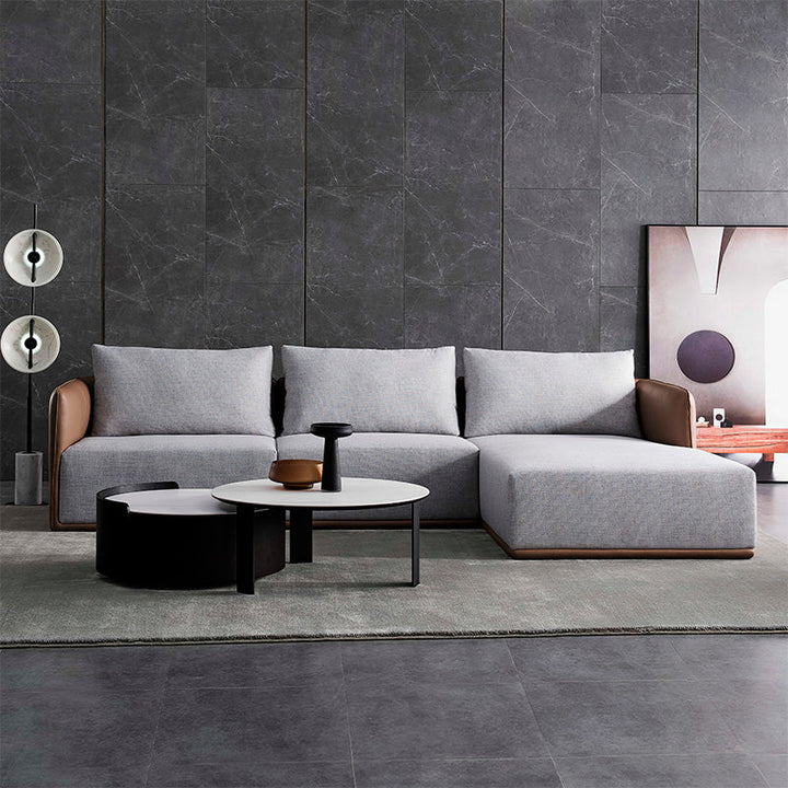 GS9032 Fabric & Leather 3 seater sofa
