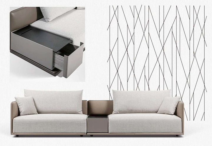 GS9032 Fabric & Leather 3 seater sofa