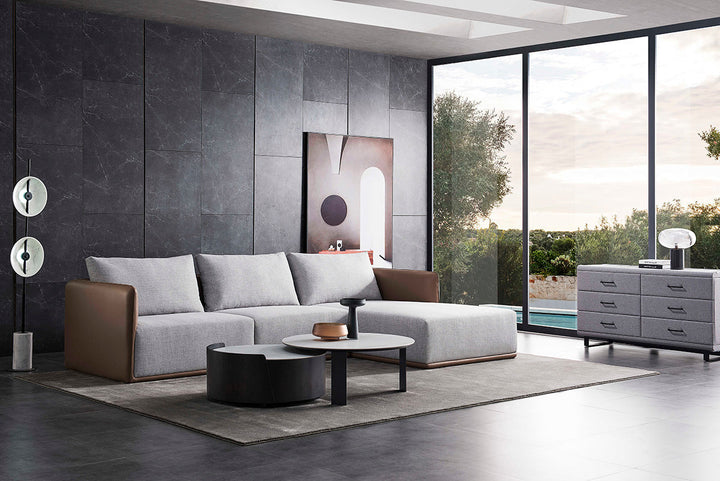 GS9032 Fabric & Leather 3 seater sofa