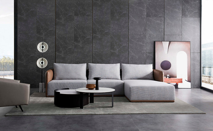 GS9032 Fabric & Leather 3 seater sofa
