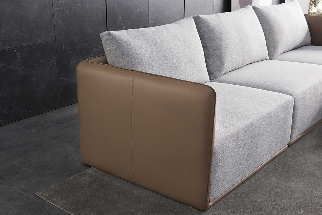 GS9032 Fabric & Leather 3 seater sofa