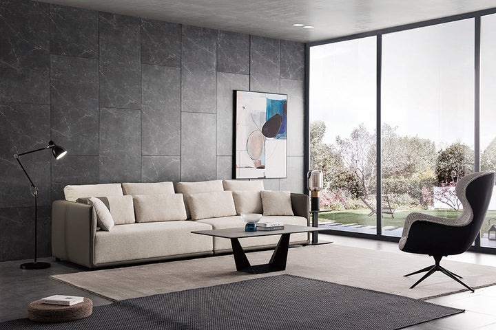 GS9032 Fabric & Leather 3 seater sofa