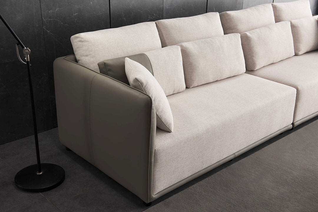 GS9032 Fabric & Leather 3 seater sofa