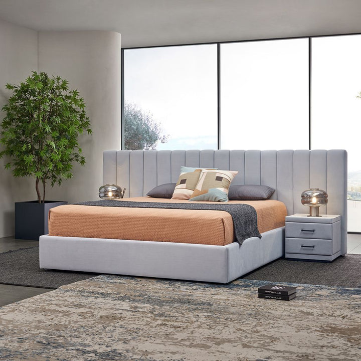 Rosetta Bed angled view showing the panelled headboard and side rails