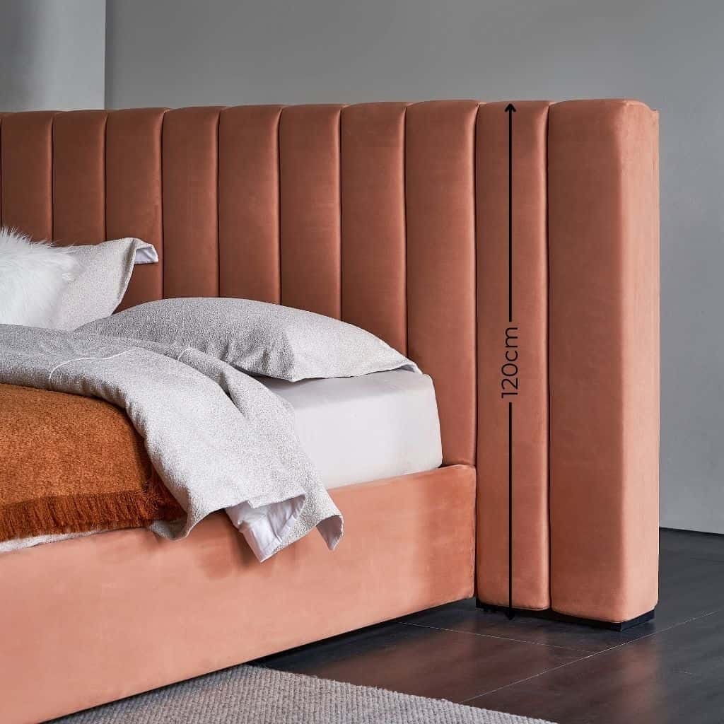 Rosetta Bed showing the headboard height and panelled design