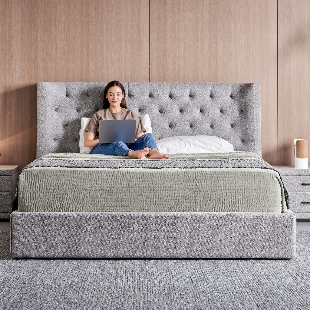 Vancouver Bed side profile showing the upholstered siderails