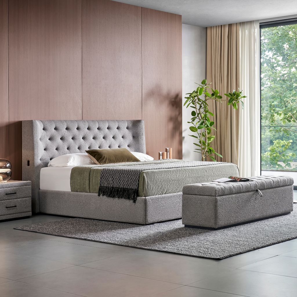 Vancouver Bed styled in a contemporary bedroom interior