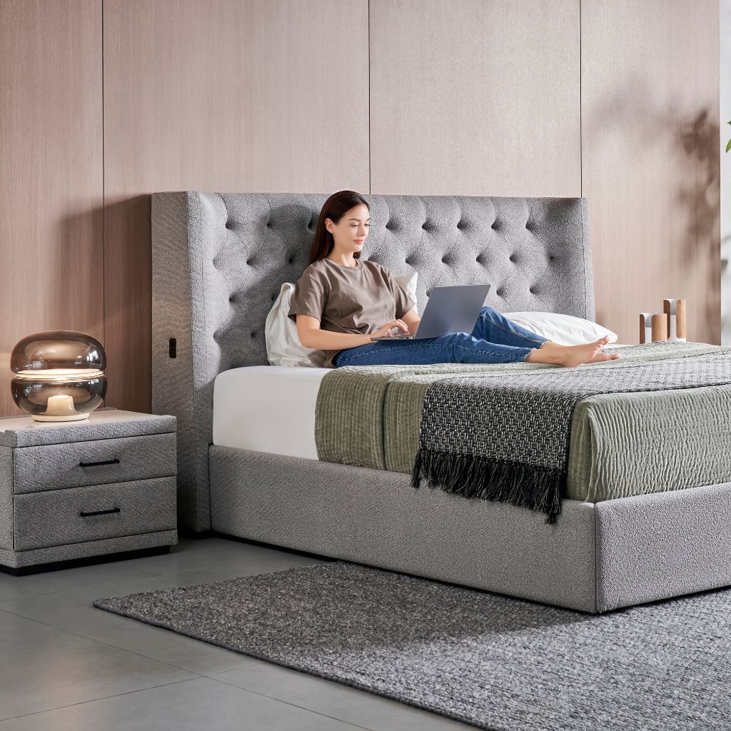 Vancouver Bed with built-in USB-C charging in the headboard