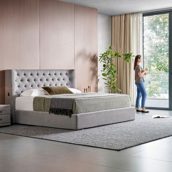 Vancouver Bed showing the gas-lift storage base raised