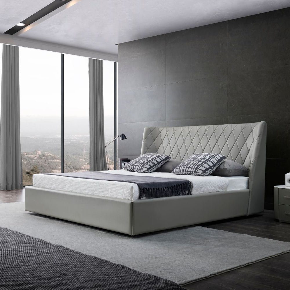 Verona King Size Bed showing the slanted diamond-quilted headboard