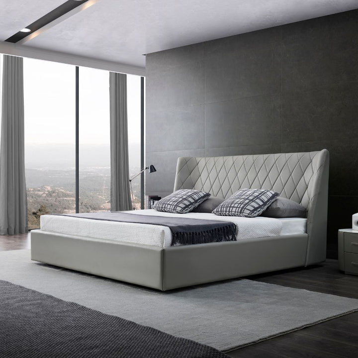 Verona King Size Bed showing the slanted diamond-quilted headboard