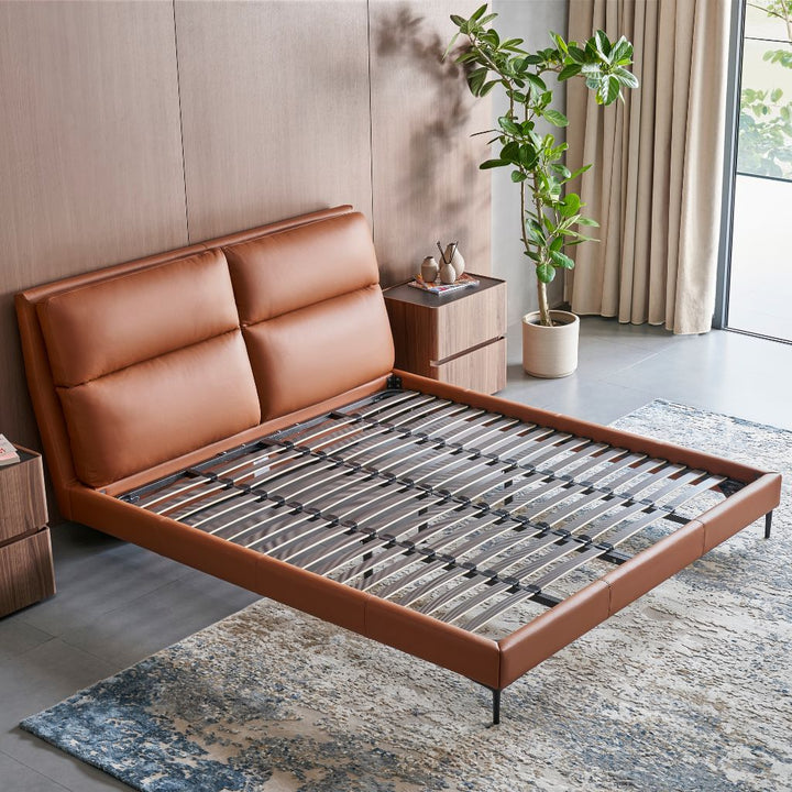 Winchester Bed detail of the three-dimensional cushioned headboard