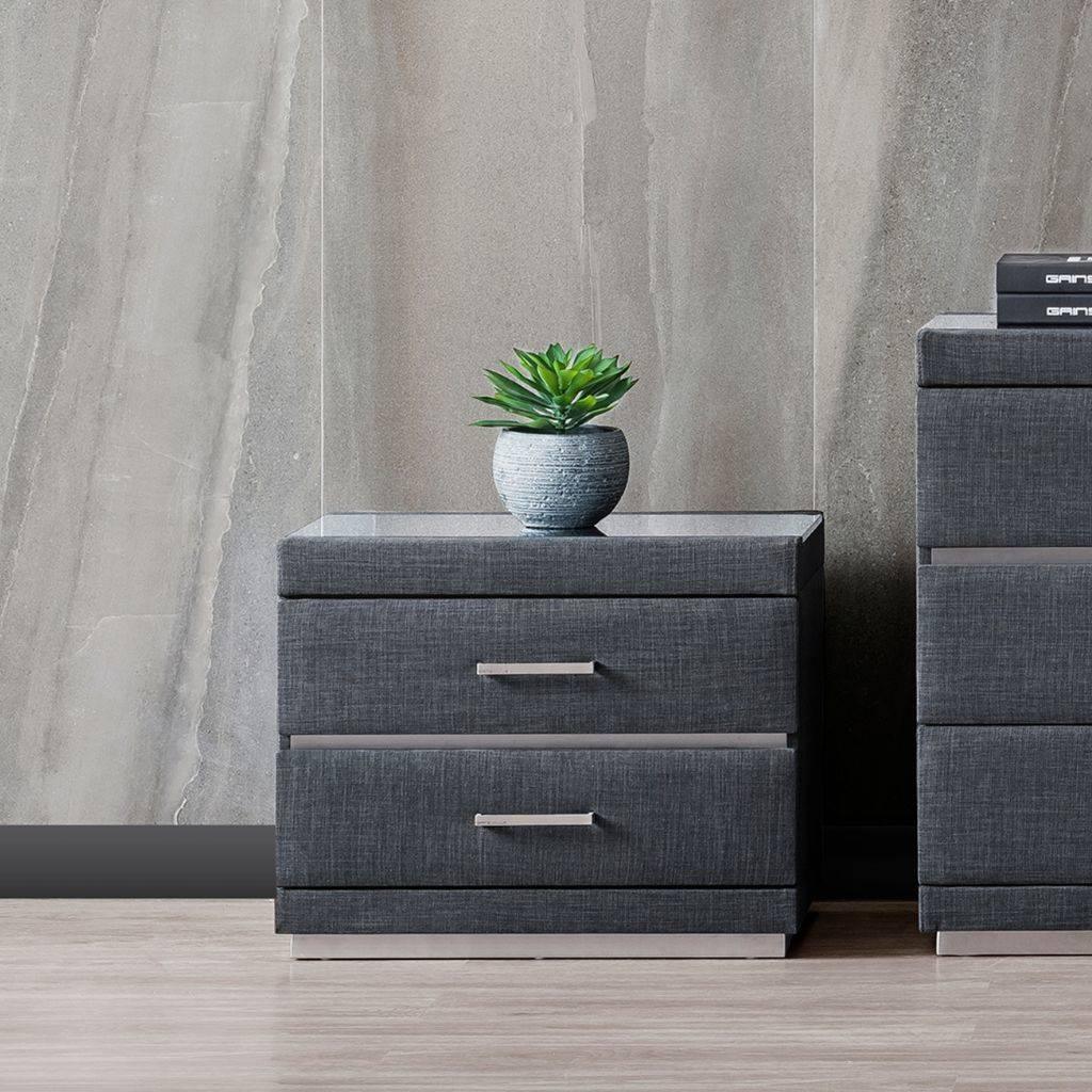 G6 Bedside Table with a stainless steel insert and plinth base