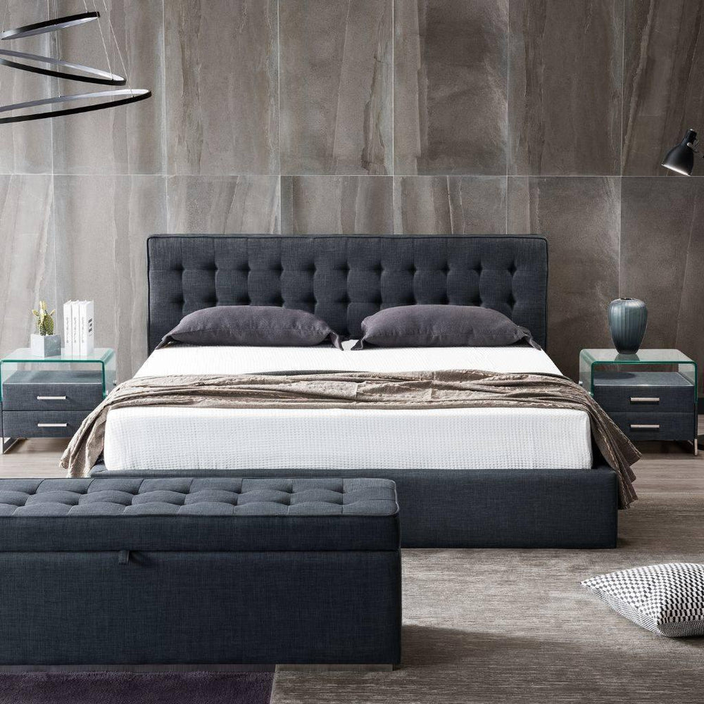 Vienna Bed with storage base showing the upholstered frame