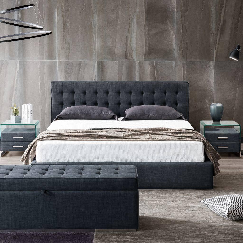 Vienna Bed with storage base showing the upholstered frame