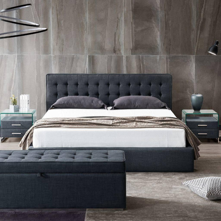 Vienna Bed with storage base showing the upholstered frame