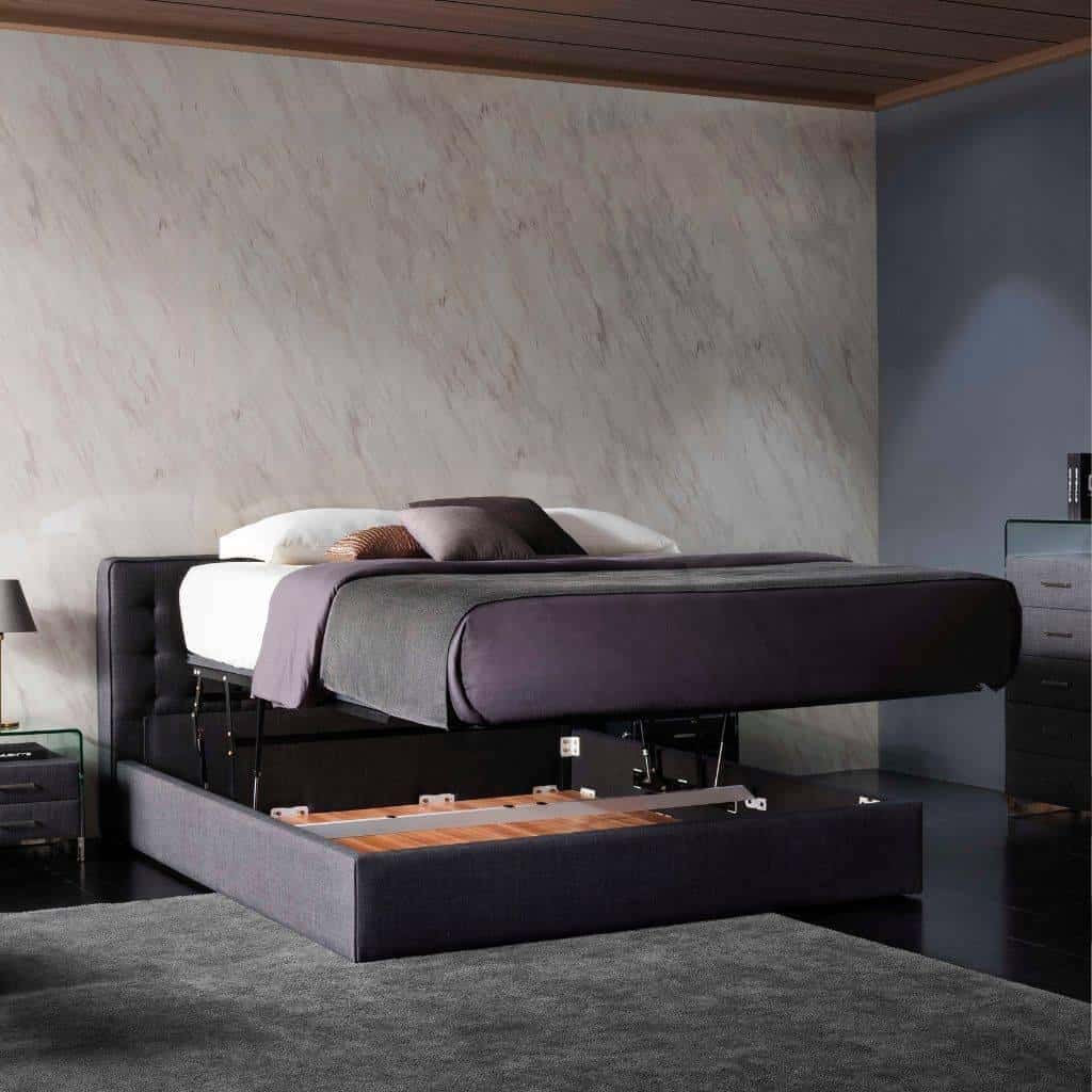 Vienna Bed side profile showing the compact frame and steel legs